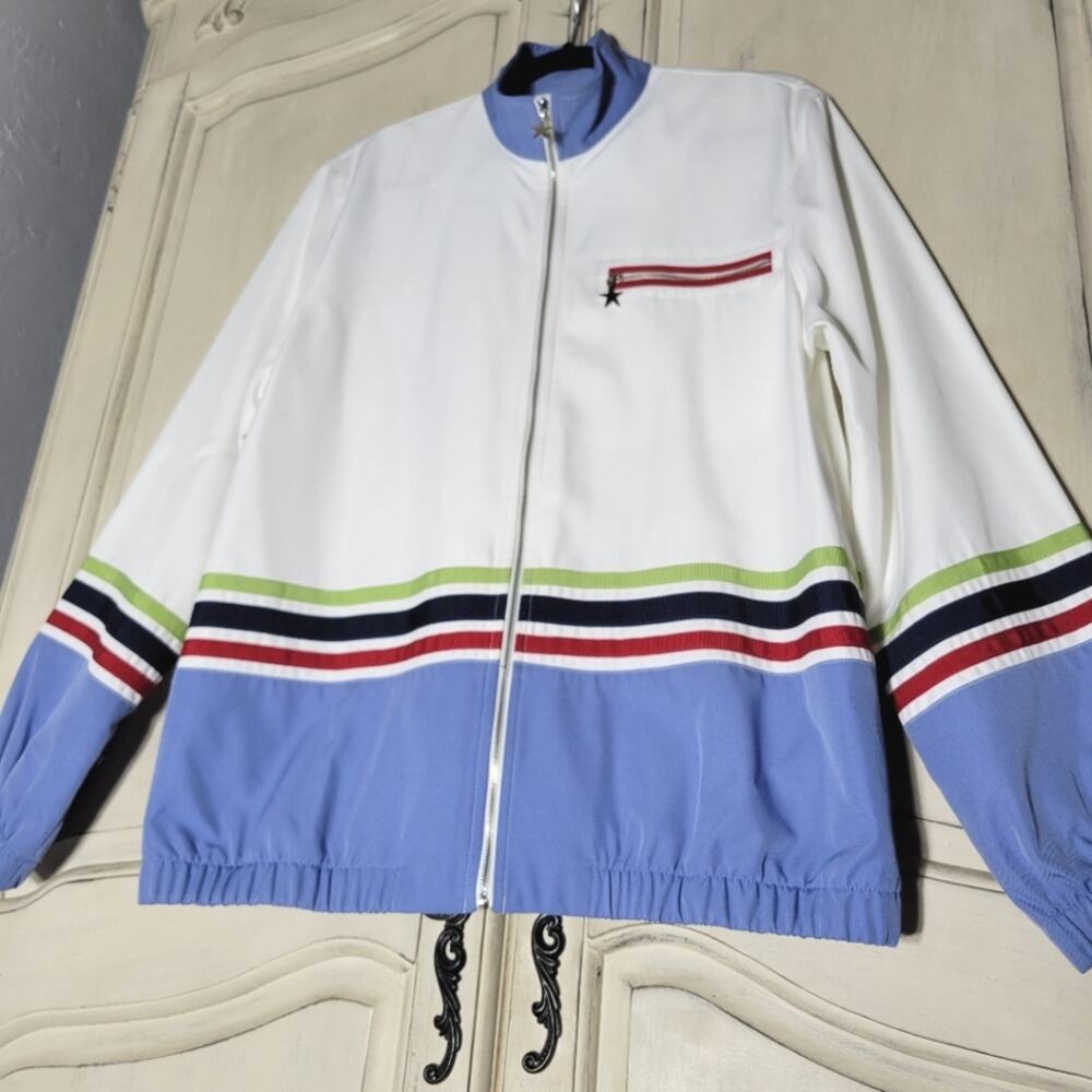 VTG Alfred Dunner Retro Striped Womens Lightweight Windbreaker Track Jacket✨️10 - Picture 16 of 16